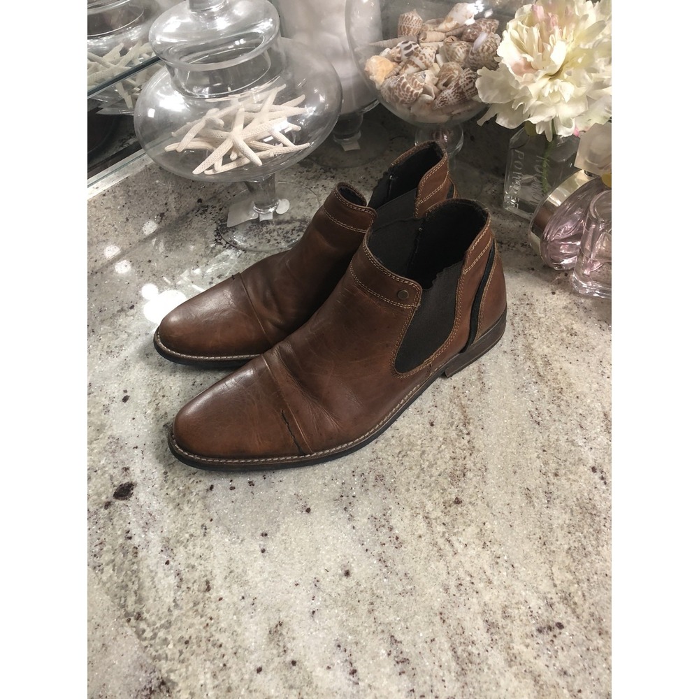 Dune London Chili Tan Leather Chelsea Boots Mens Size 41 Cap Toe Dress Ankle
